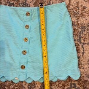 Lilly Pulitzer Turquoise Mini Skirt with Gold Buttons